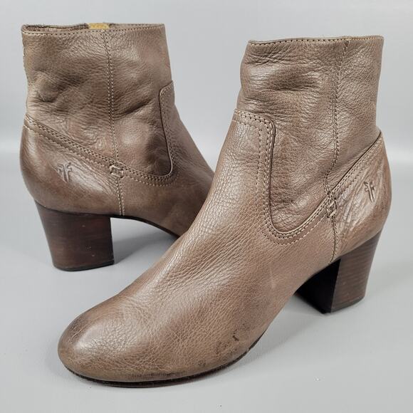Frye Shoes - Frye Womens Stella Ankle Boots Leather Brown Chelsea Side Zip Block Heel Size 8M